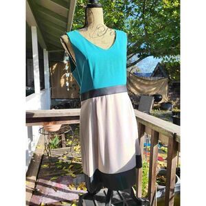 Kenzie color-block dress w/ faux leather detailing: Holiday Dress Worn once
